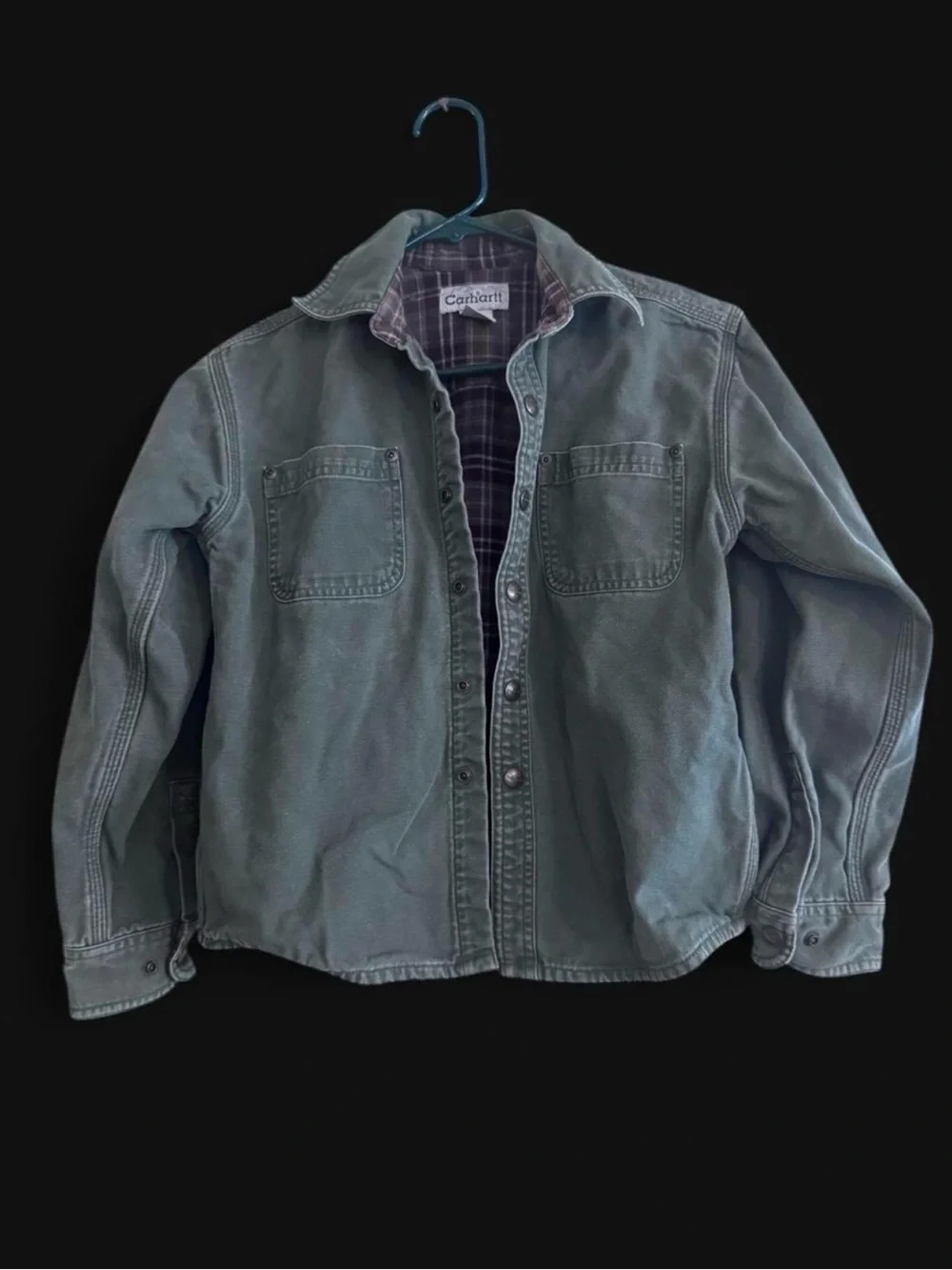 Carhartt Green Canvas Flannel-Lined Shirt Jacket